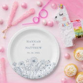 Wildflowers Boho Dusty Blue Spring Wedding Papieren Bordje (Feest)