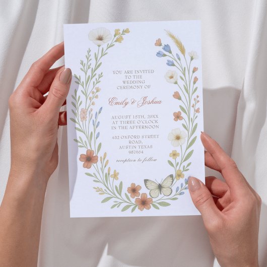 Wildflowers Boho Floral Wedding Kaart