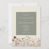 Wildflowers Boho Sage Green Huwelijksuitnodiging Kaart (Voorkant)