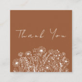 Wildflowers Boho Terracotta bestellen Dank u Vierkante Visitekaartje (Voorkant)
