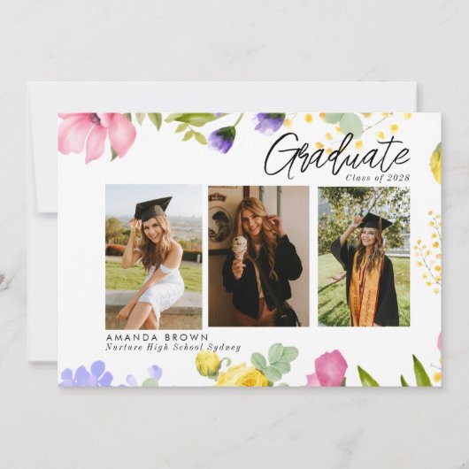 Wildflowers Bold Three Foto Afstuderen 2025 Kaart (Voorkant)
