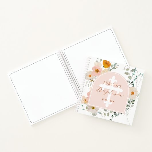 Wildflowers Boog Doop Gastboek Notitieboek (Binnen)