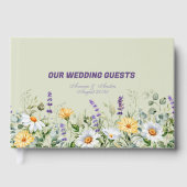 Wildflowers Border Yellow White Purple Wedding Gastenboek (Voorkant)