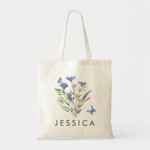Wildflowers Botanical Personalized Canvas Canvas t Tote Bag