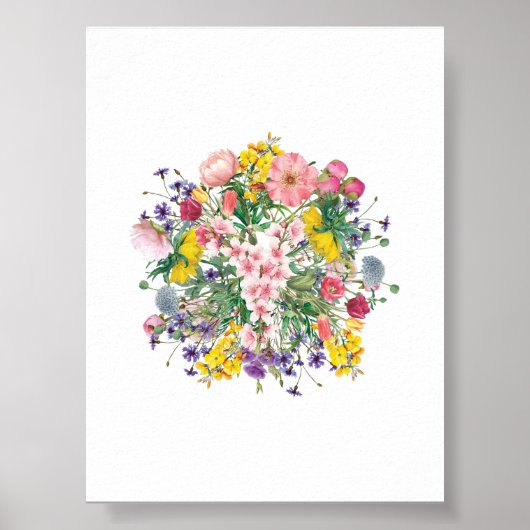 Wildflowers Botanisch Kleurrijk Bloom Poster (Voorkant)