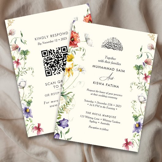 Wildflowers botanische bloemen islamitische Nikah Kaart