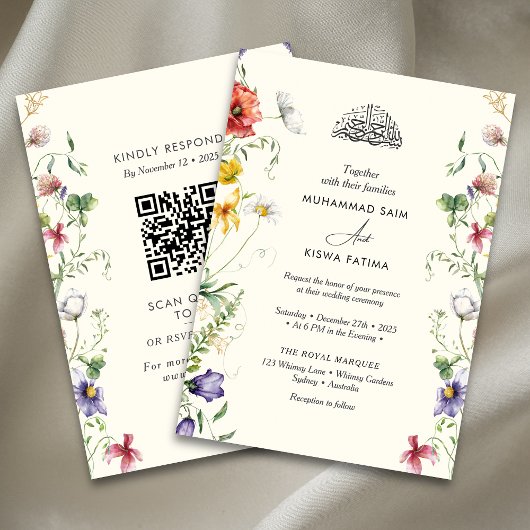 Wildflowers botanische bloemen islamitische Nikah Kaart
