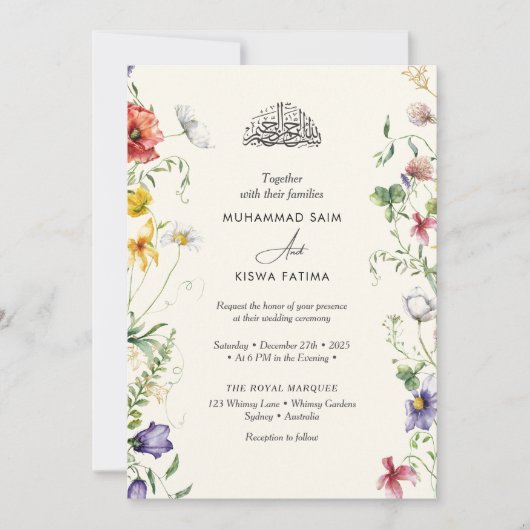 Wildflowers botanische bloemen islamitische Nikah Kaart (Voorkant)