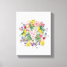 Wildflowers Botanische Bloom Stretched Canvas Prin