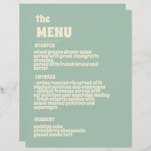 Wildflowers Botanische Tuin Wedding Menu (Voorkant / Achterkant)