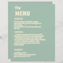 Wildflowers Botanische Tuin Wedding Menu