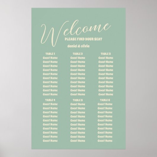 Wildflowers Botanische Tuin Wedding Seating Charts Poster (Voorkant)