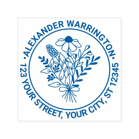 Wildflowers Bouquet #1 Naam Retour Adres Zelfinktende Stempel (Design)