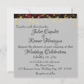 Wildflowers, Bourgogne Lights & Ribbon bruiloft Kaart (Achterkant)