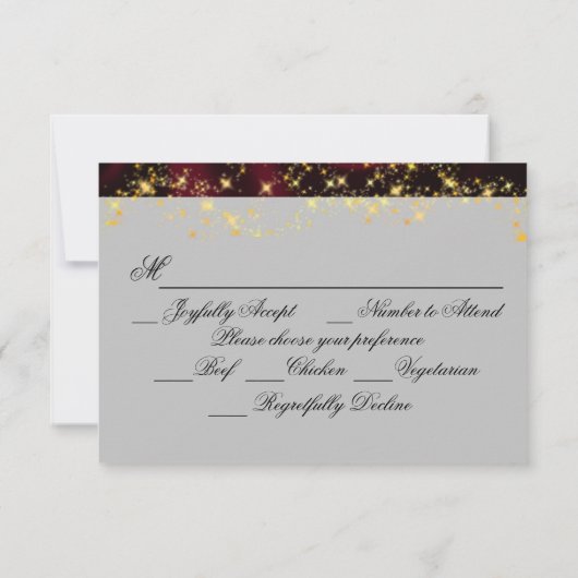 Wildflowers, Bourgogne lint en lichten RSVP Kaartje (Achterkant)