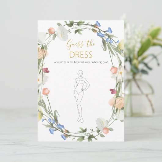 Wildflowers Bridal Guess the Dress Game Kaart (Staand voorkant)