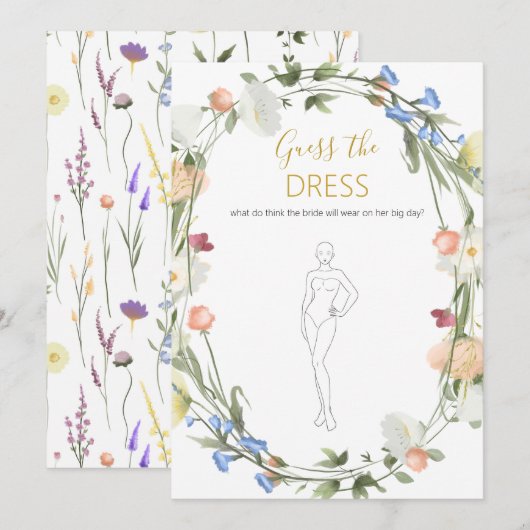 Wildflowers Bridal Guess the Dress Game Kaart (Voorkant / Achterkant)