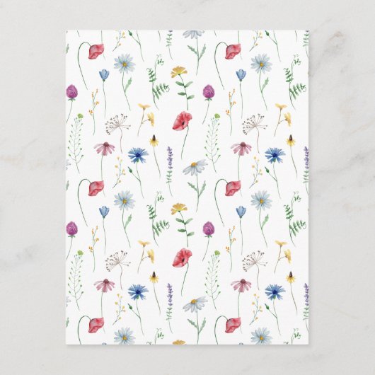Wildflowers Bruiloft Behuizing Kaart (Achterkant)
