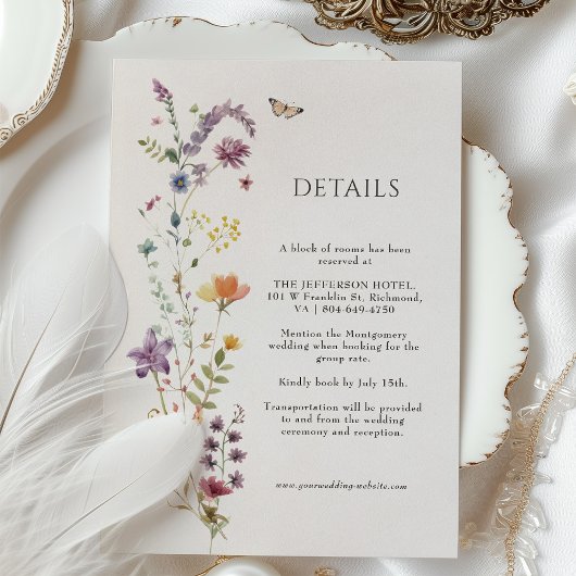 Wildflowers Bruiloft Details Behuizing Kaarten