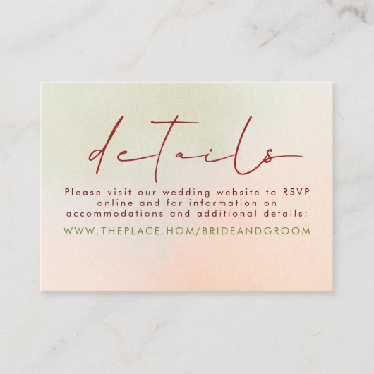 Wildflowers bruiloft details kleine behuizing Kaar Informatiekaartje (Voorkant)