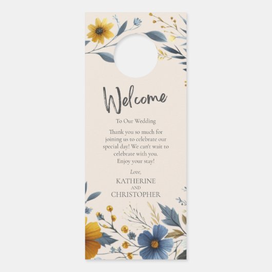 Wildflowers bruiloft shhh niet storen beige deurhanger (Achterkant)