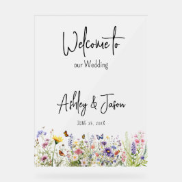 Wildflowers Bruiloft Welkom Frosted Acryl Sign Acryl Bord