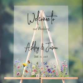 Wildflowers Bruiloft Welkom Frosted Acryl Sign Bord