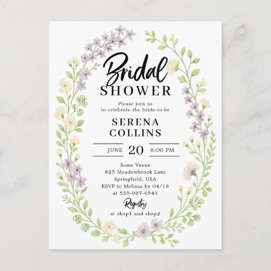 Wildflowers Brush Calligraphy Vrijgezellenfeest Briefkaart (Voorkant)