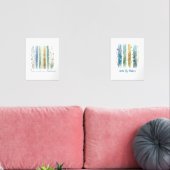 Wildflowers Brush Stroke Waterverf blauw groen Muurkunst Sets (Woonkamer)