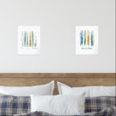 Wildflowers Brush Stroke Waterverf blauw groen Muurkunst Sets (Slaapkamer)