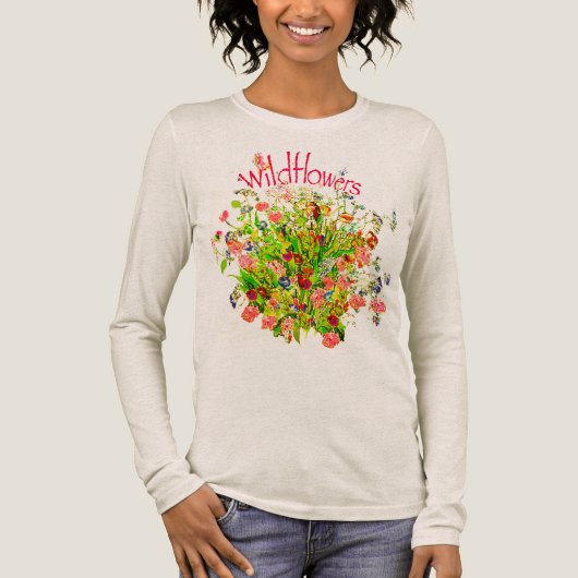 Wildflowers Bunch with Text Tri-Blend Shirt (Voorkant)