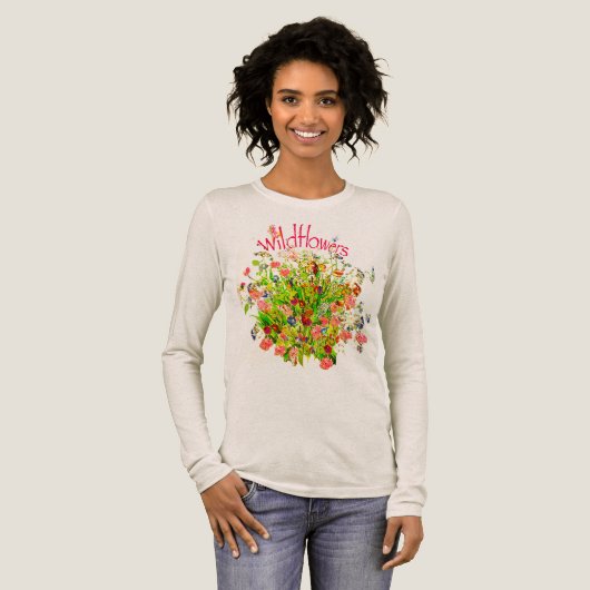 Wildflowers Bunch with Text Tri-Blend Shirt (Voorkant)