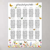 Wildflowers Butterflies 15 Tafels Trouwstoelen Poster (Voorkant)