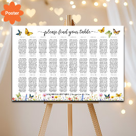 Wildflowers Butterflies 30 Tafels Trouwstoelen Poster