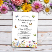 Wildflowers Butterflies Elegant Housewarming Party Kaart