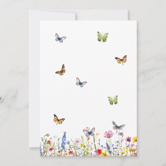 Wildflowers Butterflies Elegant Housewarming Party Kaart (Achterkant)