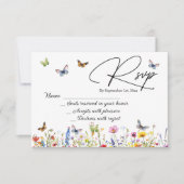 Wildflowers Butterflies Elegant Wedding RSVP Card (Voorkant)