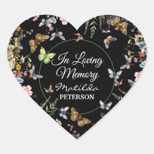 Wildflowers Butterflies Greenery Funeral Hart Sticker