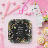 Wildflowers Butterflies Greenery Funeral Papieren Bordje (Feest)