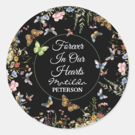 Wildflowers Butterflies Greenery Funeral Ronde Sticker