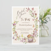 Wildflowers Butterflies Tea Party Bridal Luncheon Kaart (Staand voorkant)