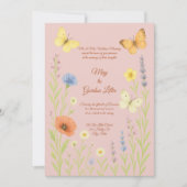 Wildflowers & Butterflies Waterverf Style Wedding Kaart (Voorkant)