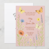 Wildflowers & Butterflies Waterverf Style Wedding Kaart (Voorkant / Achterkant)