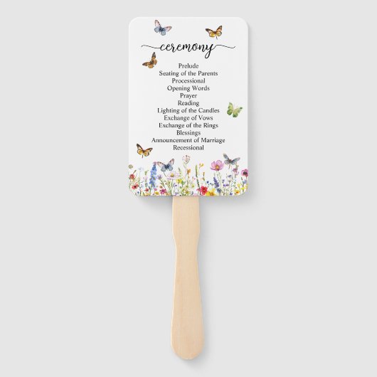 Wildflowers Butterflies Wedding Program Ceremony Handwaaier (Achterkant)