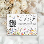 Wildflowers Butterflies Wedding QR Code RSVP Card