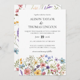 Wildflowers butterfly and dragonfly Wedding  Kaart