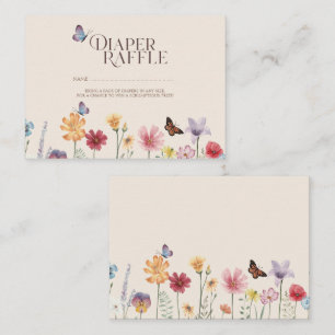 Wildflowers & Butterfly Baby shower Luier Raffle Informatiekaartje