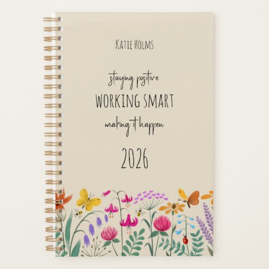 Wildflowers Butterfly Bee Positive Affirmation Planner (Voorkant)