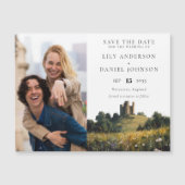 Wildflowers Castle Photo Wedding Save The Date Magnetische Uitnodiging (Voorkant)