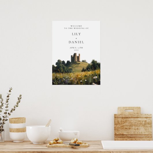 Wildflowers Castle Wedding Welcome Sign Poster (Keuken)